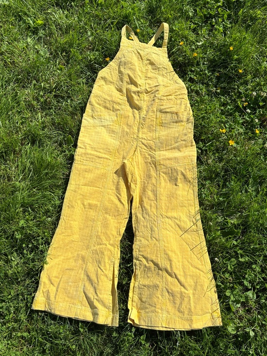 Free People Pants - NWT Free People 100% Cotton Buttercup Yellow Wide-Leg Cotton Overalls